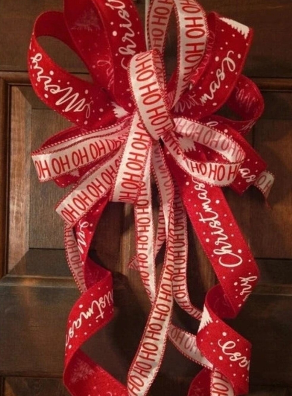Festive Red 'HO HO HO' Holiday Ribbon Bow